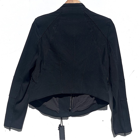 NWT BLANKNYC Women’s Black Double Zip Up Mixed Media Mesh detail Moto Jacket M - Picture 8 of 9